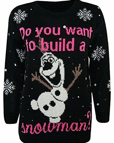 CHILDRENS KIDS BOYS GIRLS FROZEN OLAF CHRISTMAS JUMPER 3-12 YEARS[OLAF DO YOU WANT TO BUILD A SNOWMAN BLACK,11-12 YEARS]